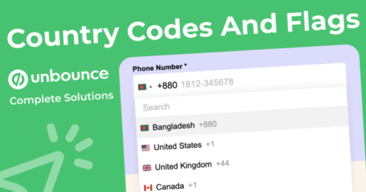 Phone Number Field With Unbounce Country Code Dropdown List